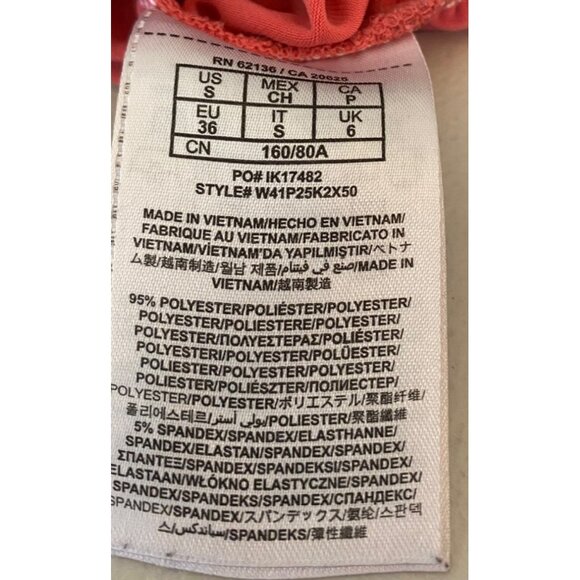 Guess Asymmetrical Ruched Dress Bodycon Wrapped Keyhole Detail Coral Small - Picture 6 of 12